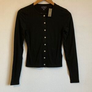 J. Crew Feather jersey crewneck cardigan Women's Black XS